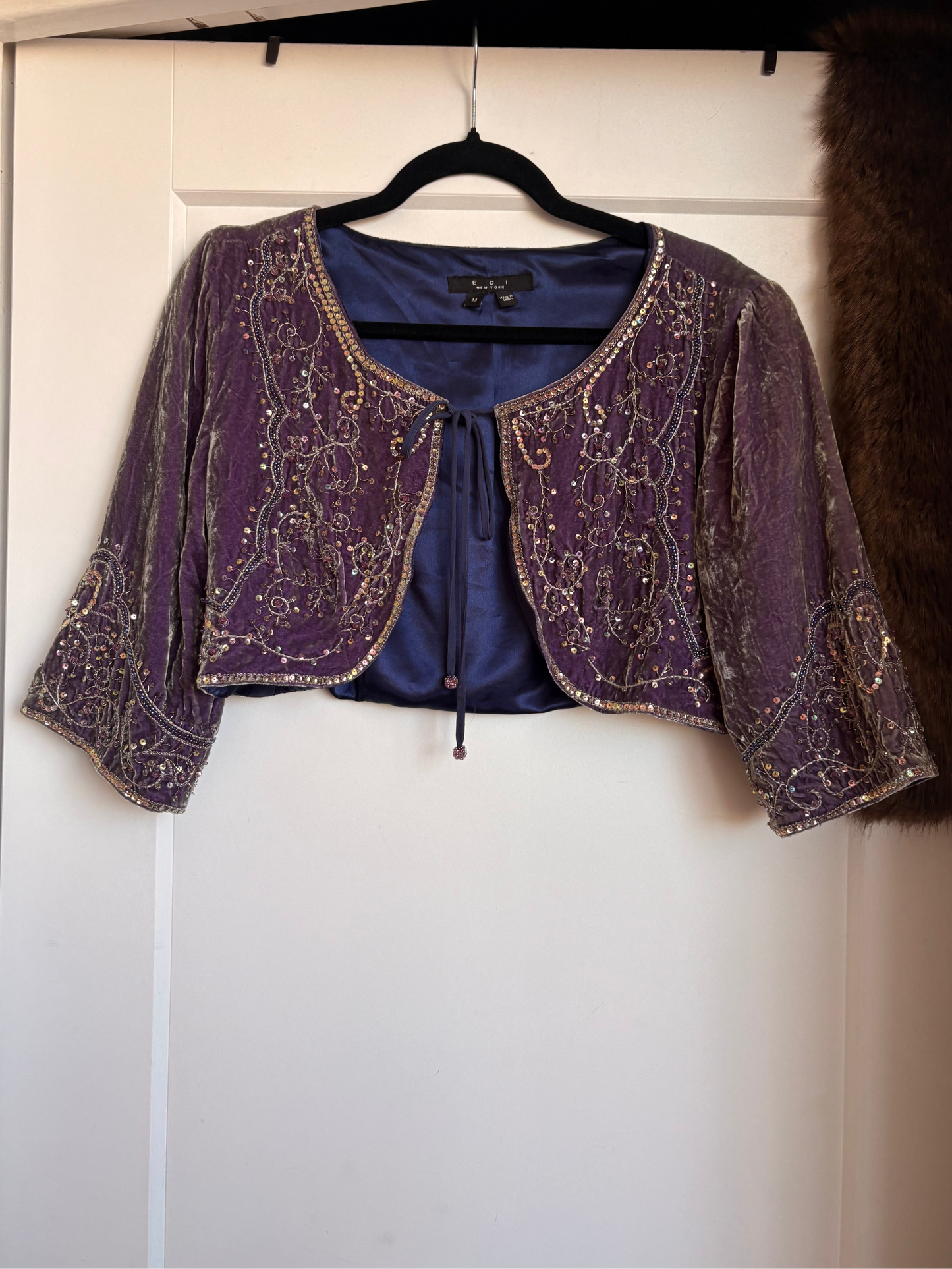 VINTAGE BEADED VELVET BALERO - M