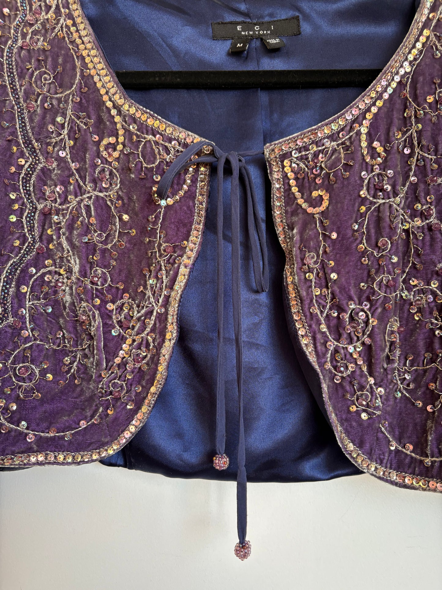 VINTAGE BEADED VELVET BALERO - M