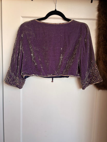 VINTAGE BEADED VELVET BALERO - M