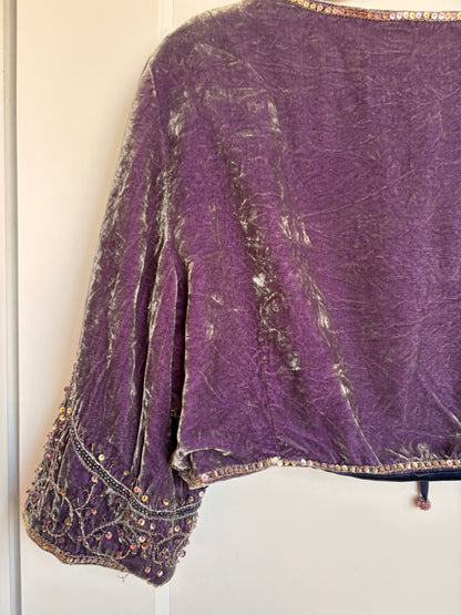 VINTAGE BEADED VELVET BALERO - M