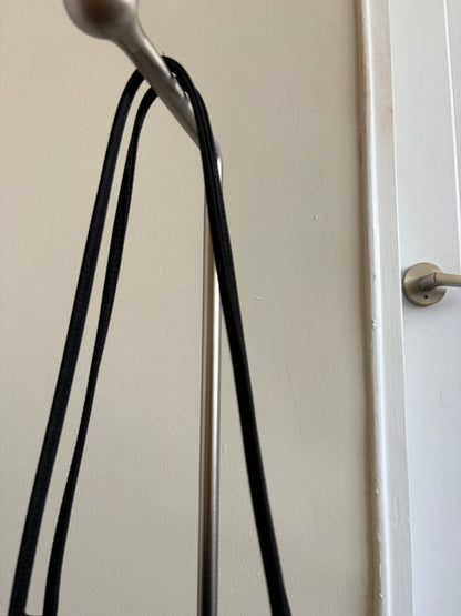 VINTAGE BLACK NYLON SHOULDER BAG WITH A BEADED FLORAL DESIGN