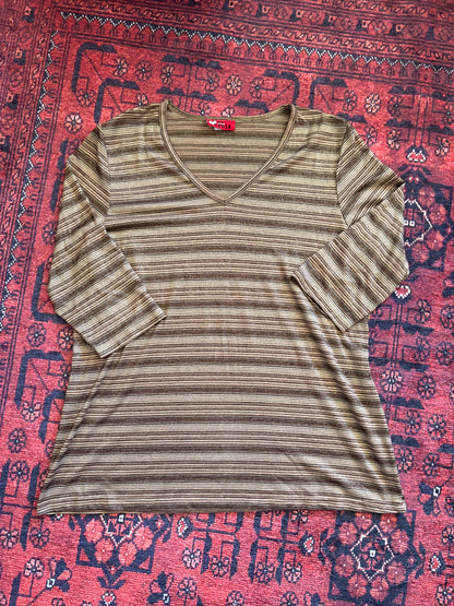 VINTAGE UN DEUX TROIS STRIPPED LONG SLEEVE - 1X