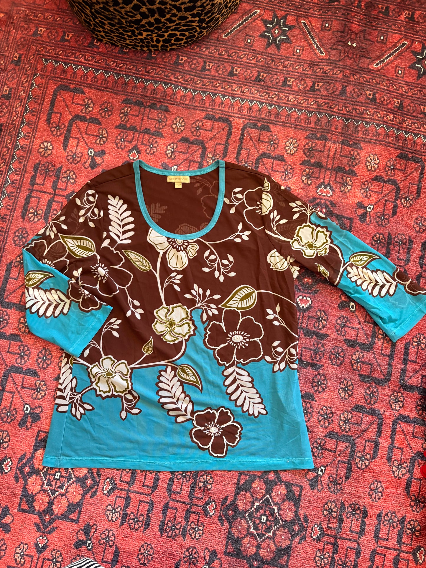 VINTAGE SHEER FLORAL TOP - L