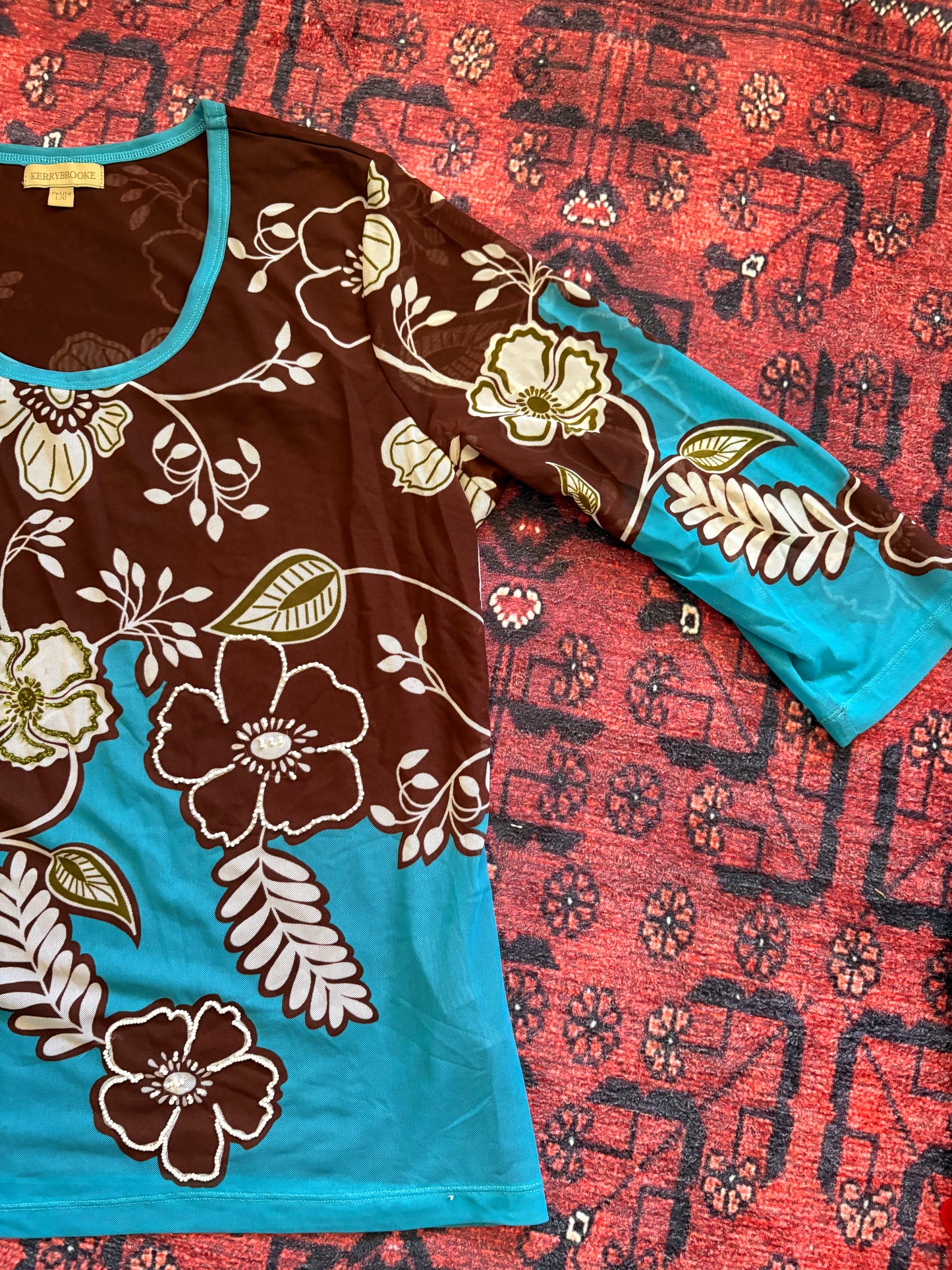 VINTAGE SHEER FLORAL TOP - L