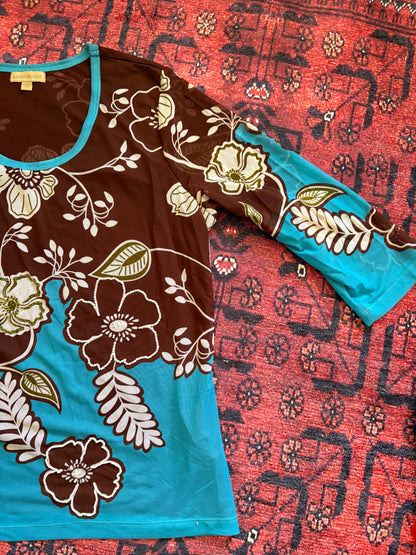 VINTAGE SHEER FLORAL TOP - L