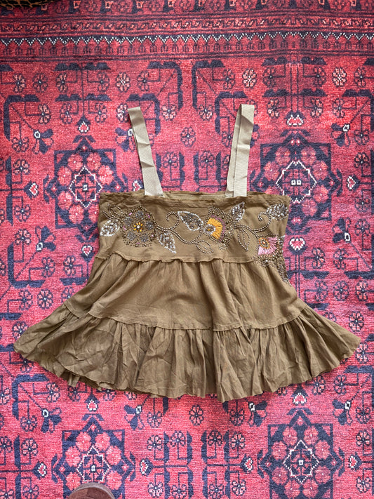 VINTAGE 100% COTTON BEADED TANK - M