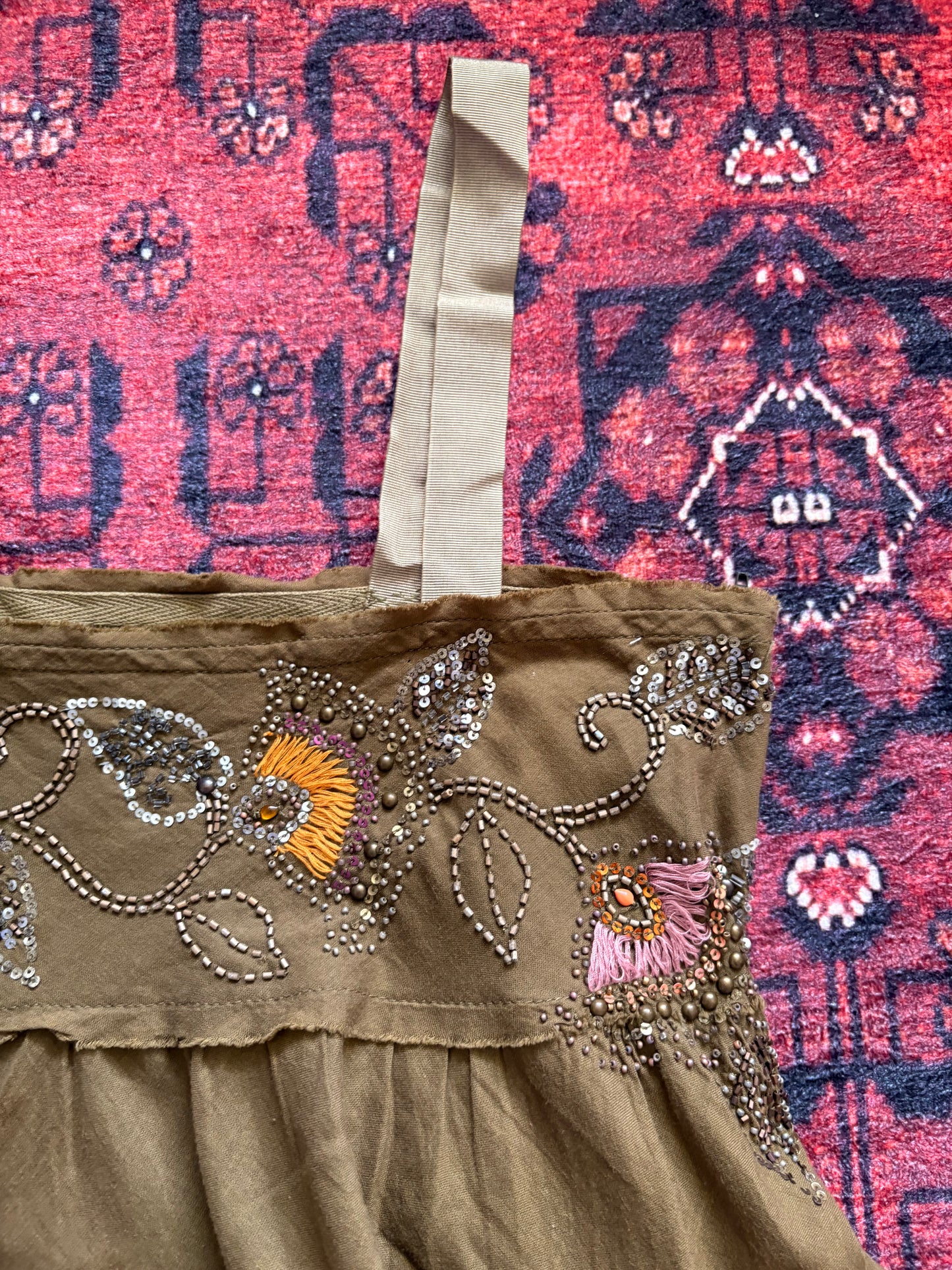 VINTAGE 100% COTTON BEADED TANK - M