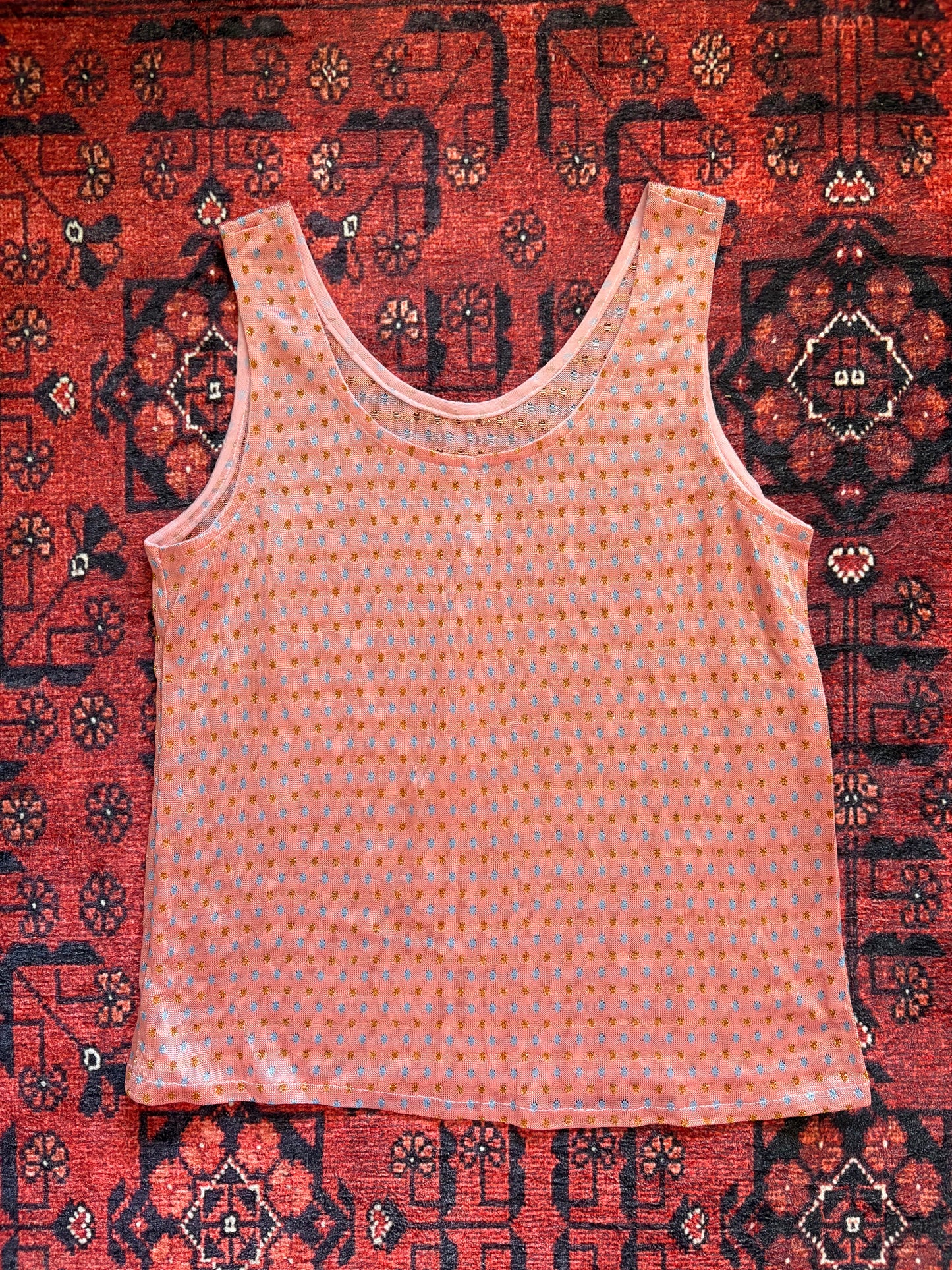 VINTAGE METALLIC PINK TANK TOP - M