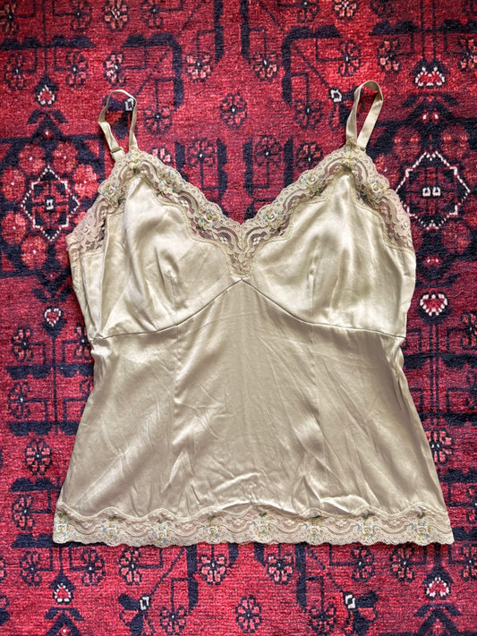 VINTAGE SILK LACE CAMI - M