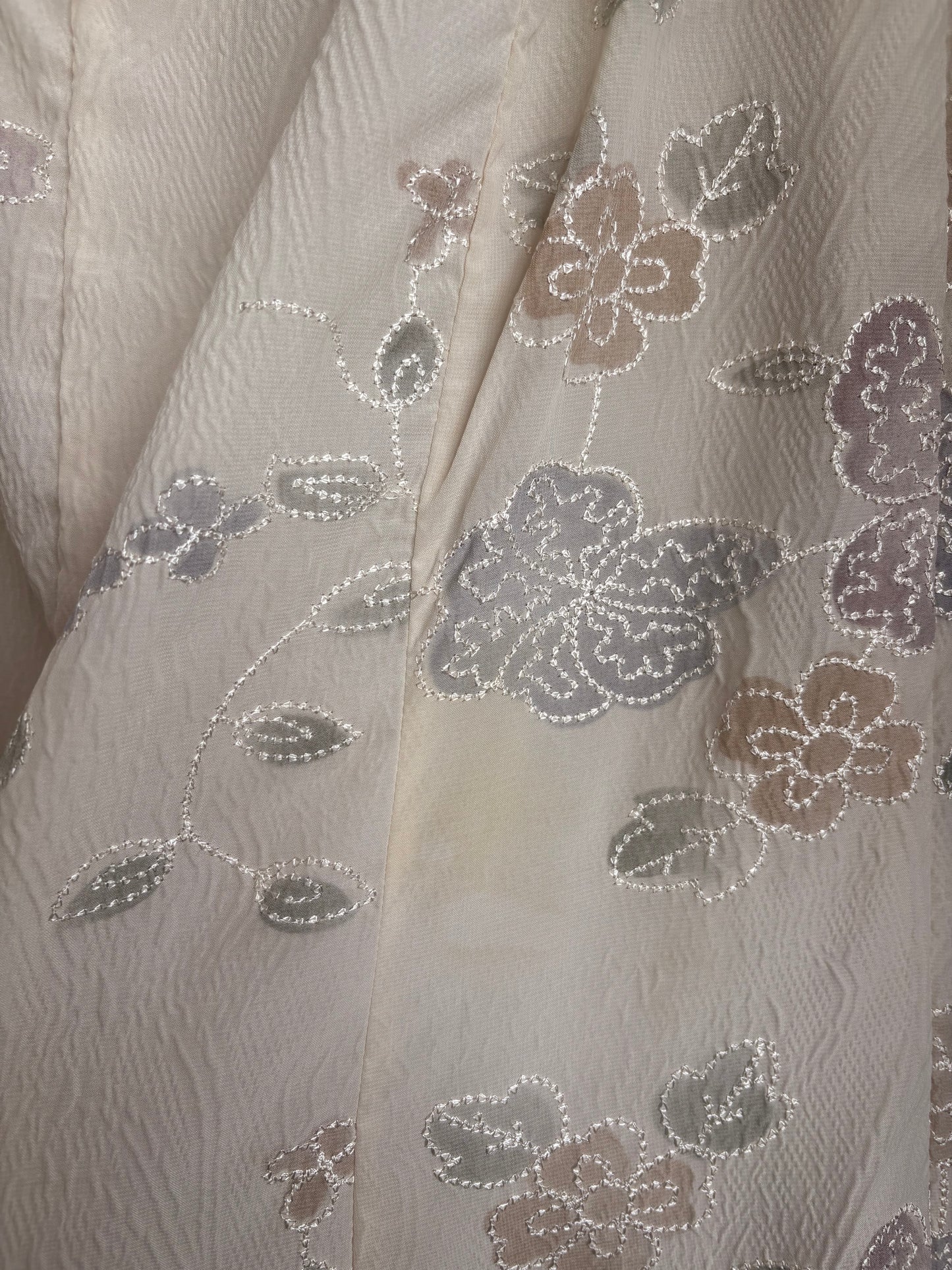 VINTAGE CREAM FLORAL SKIRT - L