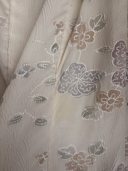 VINTAGE CREAM FLORAL SKIRT - L
