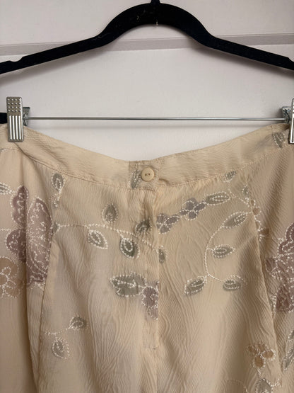 VINTAGE CREAM FLORAL SKIRT - L