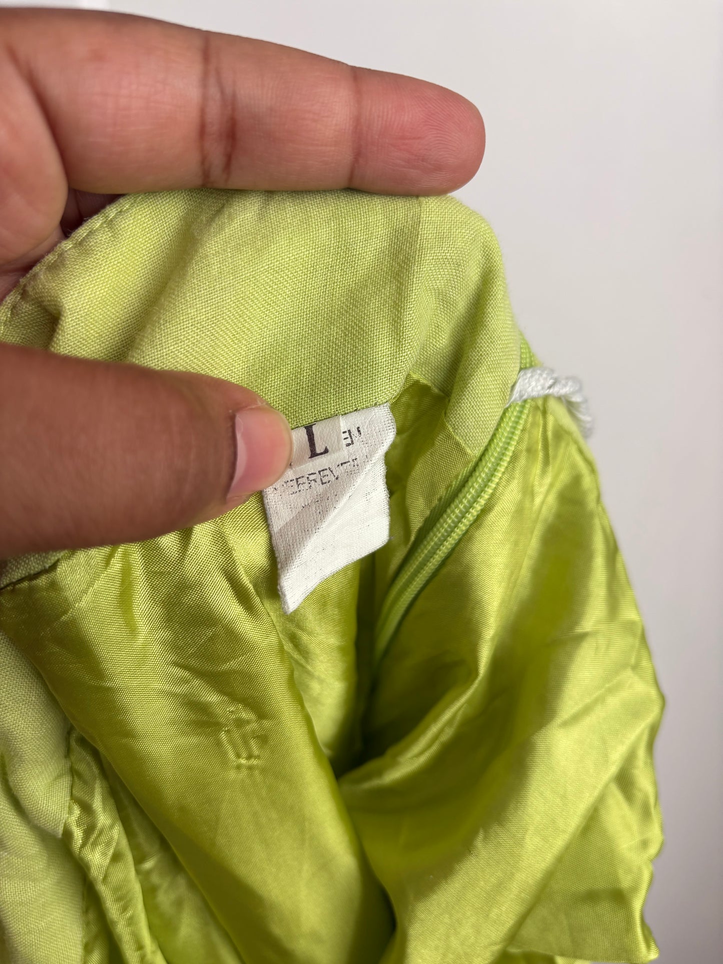 CHARTREUSE 100% LINEN BEADED MAXI SKIRT - L