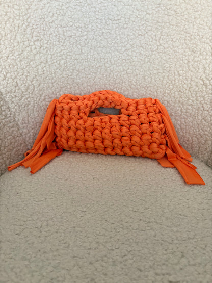 ORANGE FRINGE CROCHET CLUTCH