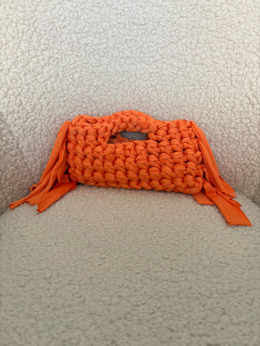 ORANGE FRINGE CROCHET CLUTCH