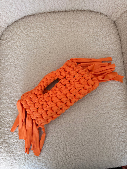 ORANGE FRINGE CROCHET CLUTCH