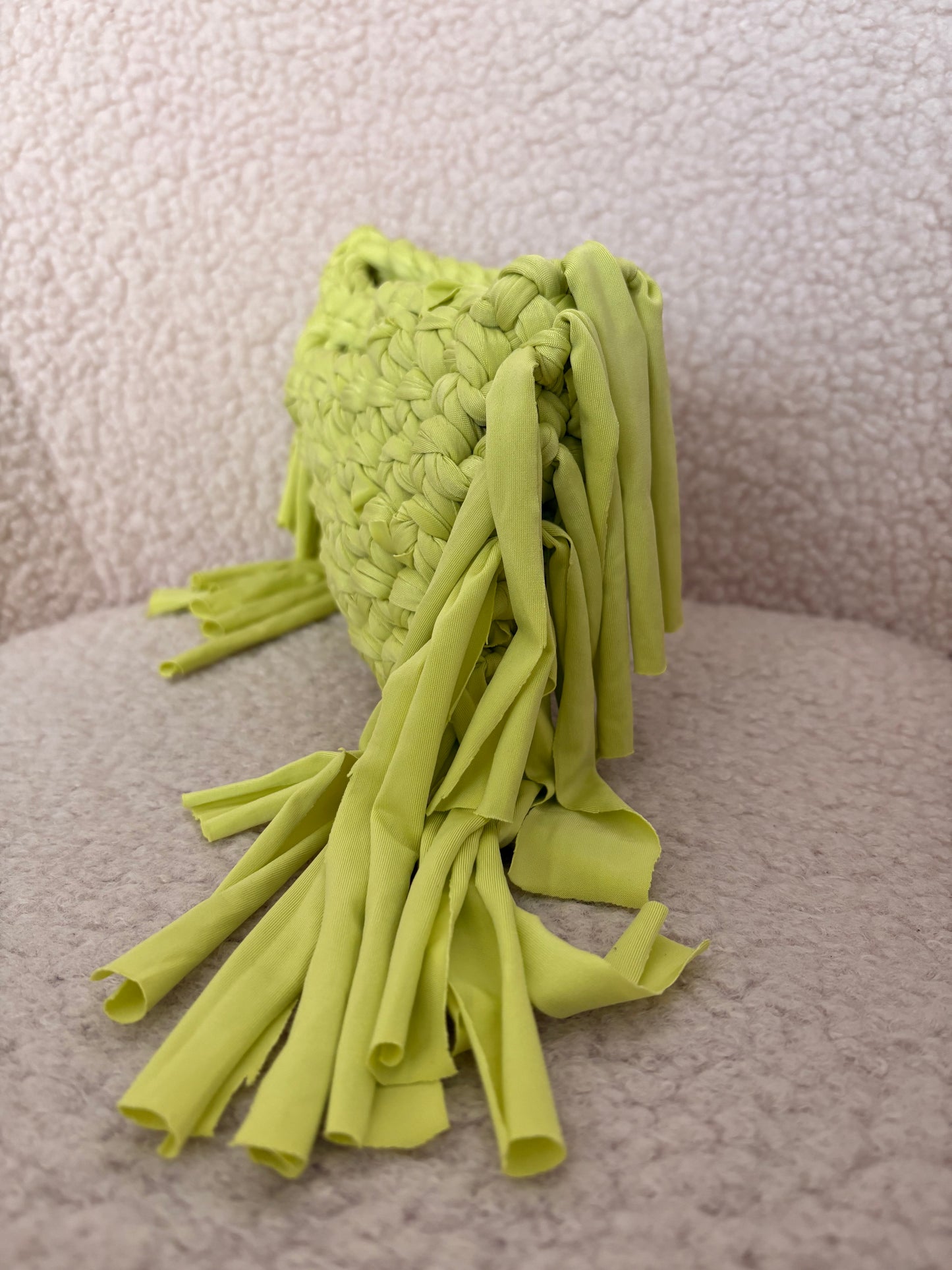 CHARTREUSE FRINGE CROCHET CLUTCH