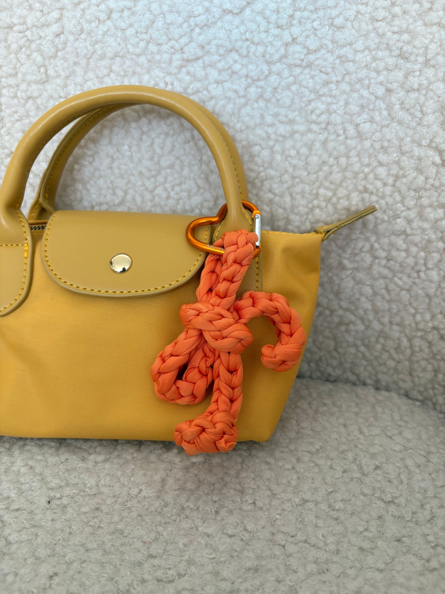 ORANGE CROCHET BOW BAG CHARM