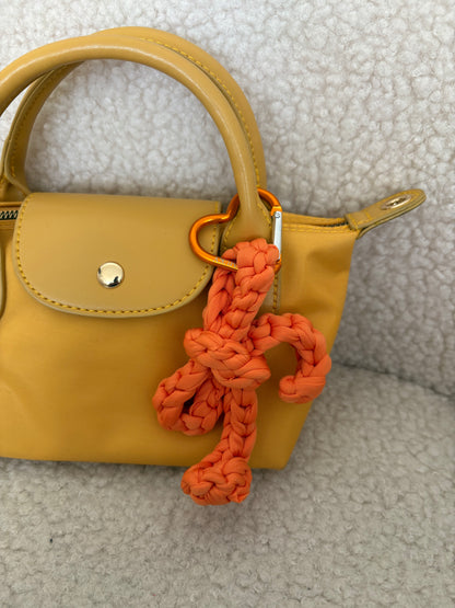 ORANGE CROCHET BOW BAG CHARM