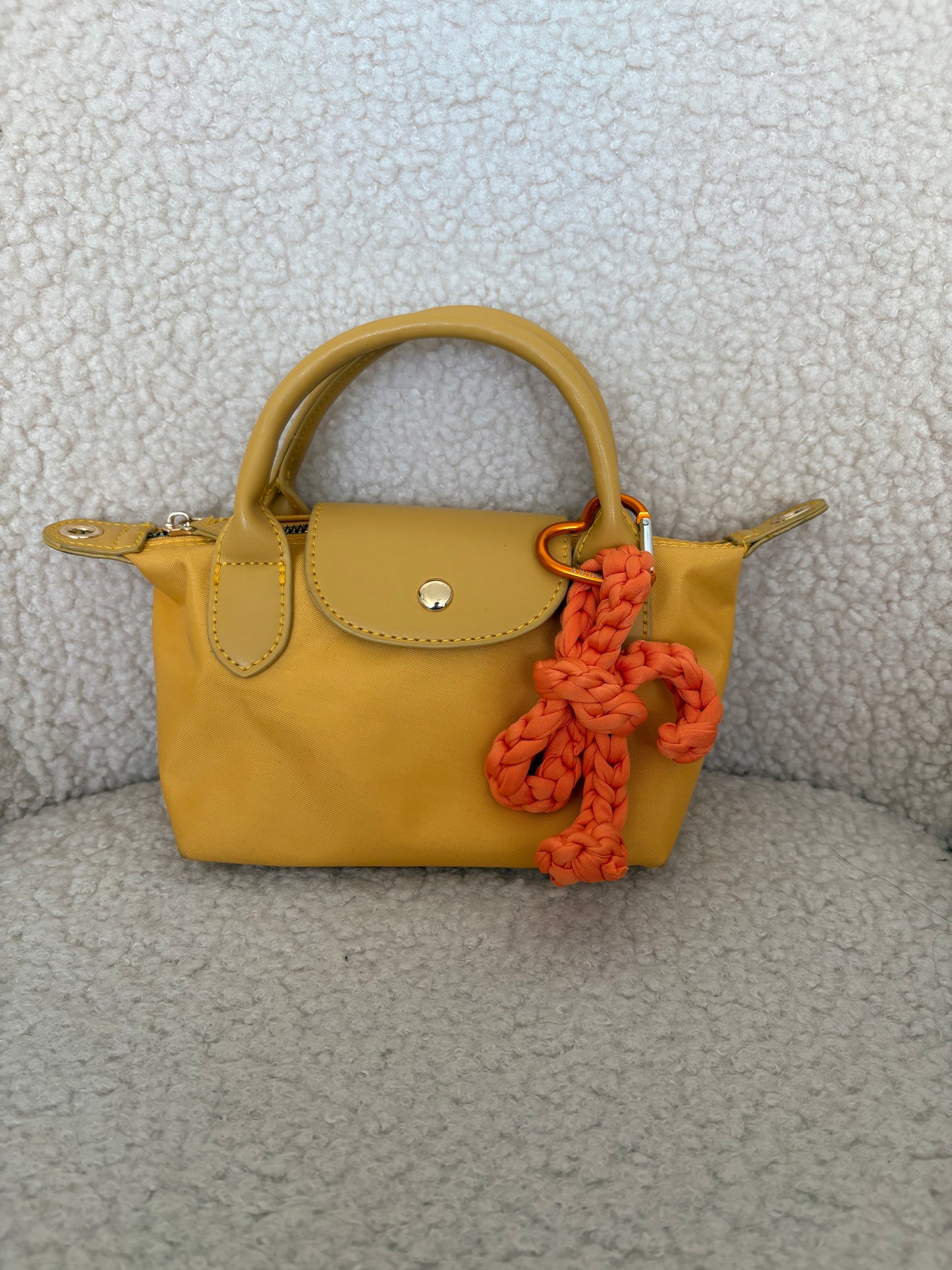 ORANGE CROCHET BOW BAG CHARM