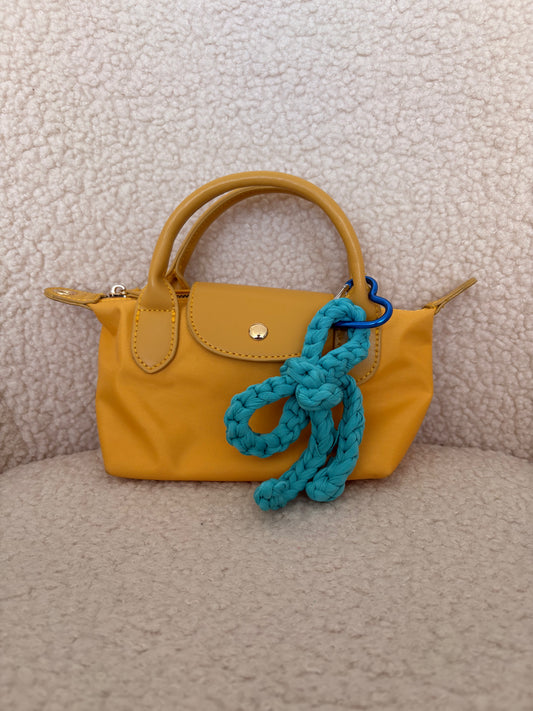 BLUE CROCHET BOW BAG CHARM