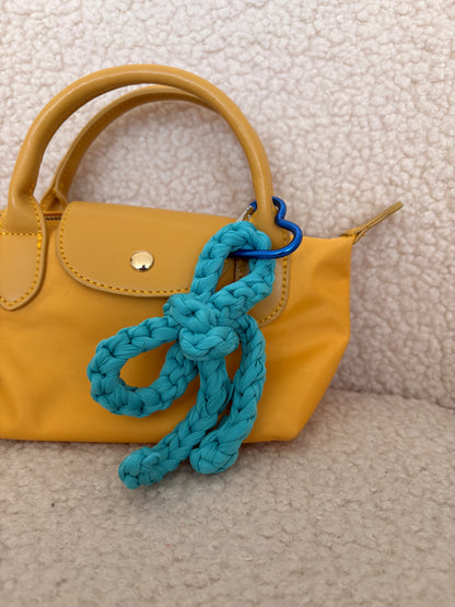 BLUE CROCHET BOW BAG CHARM