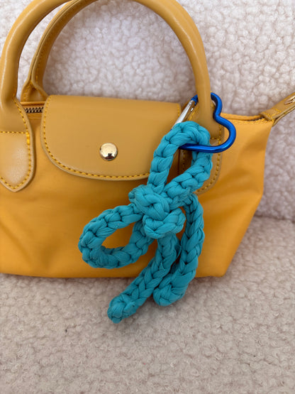 BLUE CROCHET BOW BAG CHARM