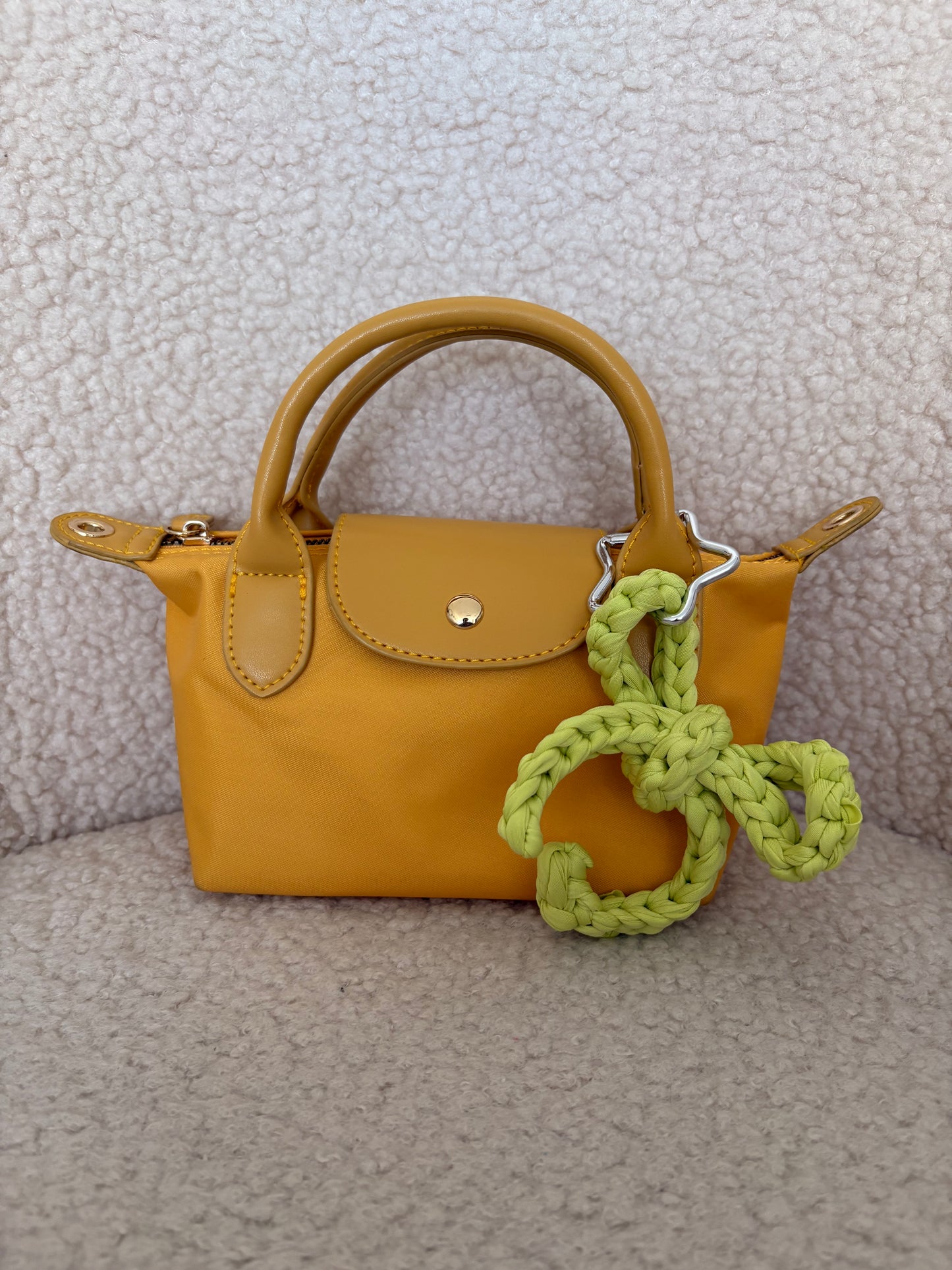 GREEN CROCHET BOW BAG CHARM
