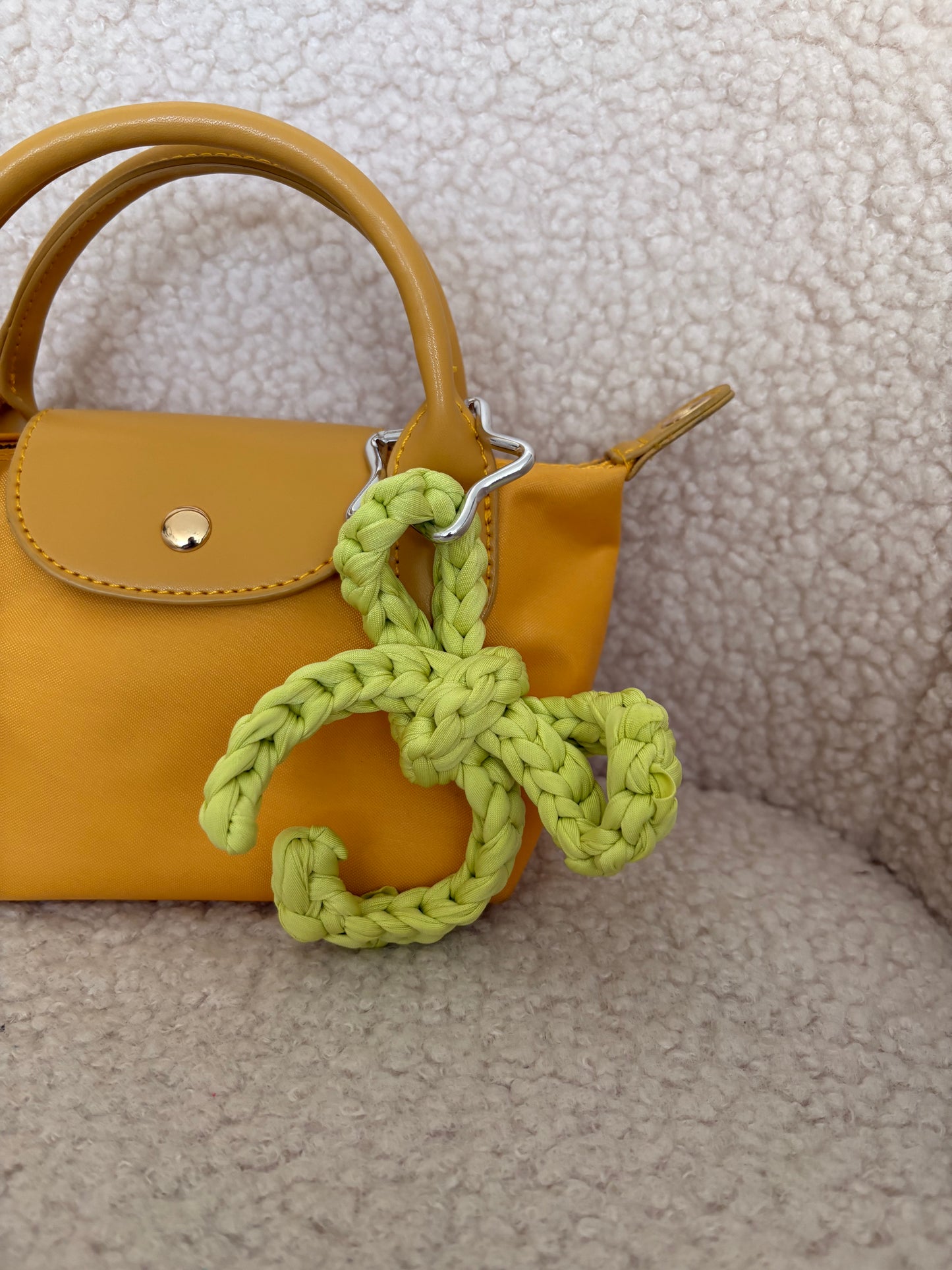 GREEN CROCHET BOW BAG CHARM