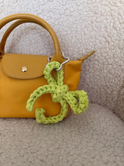 GREEN CROCHET BOW BAG CHARM