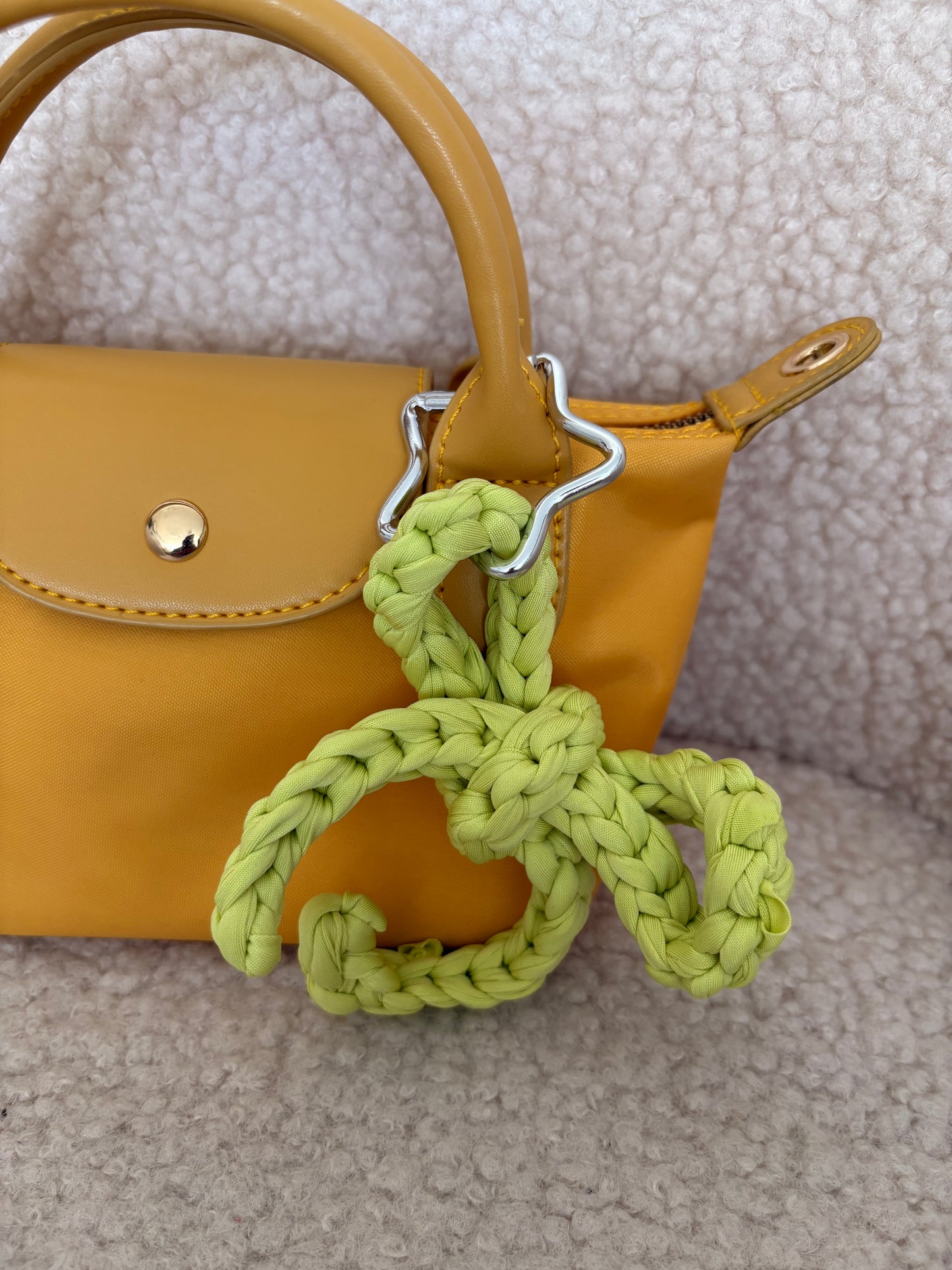 GREEN CROCHET BOW BAG CHARM