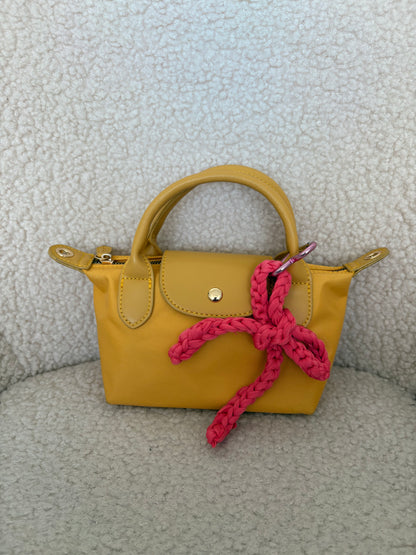 PINK CROCHET BOW BAG CHARM
