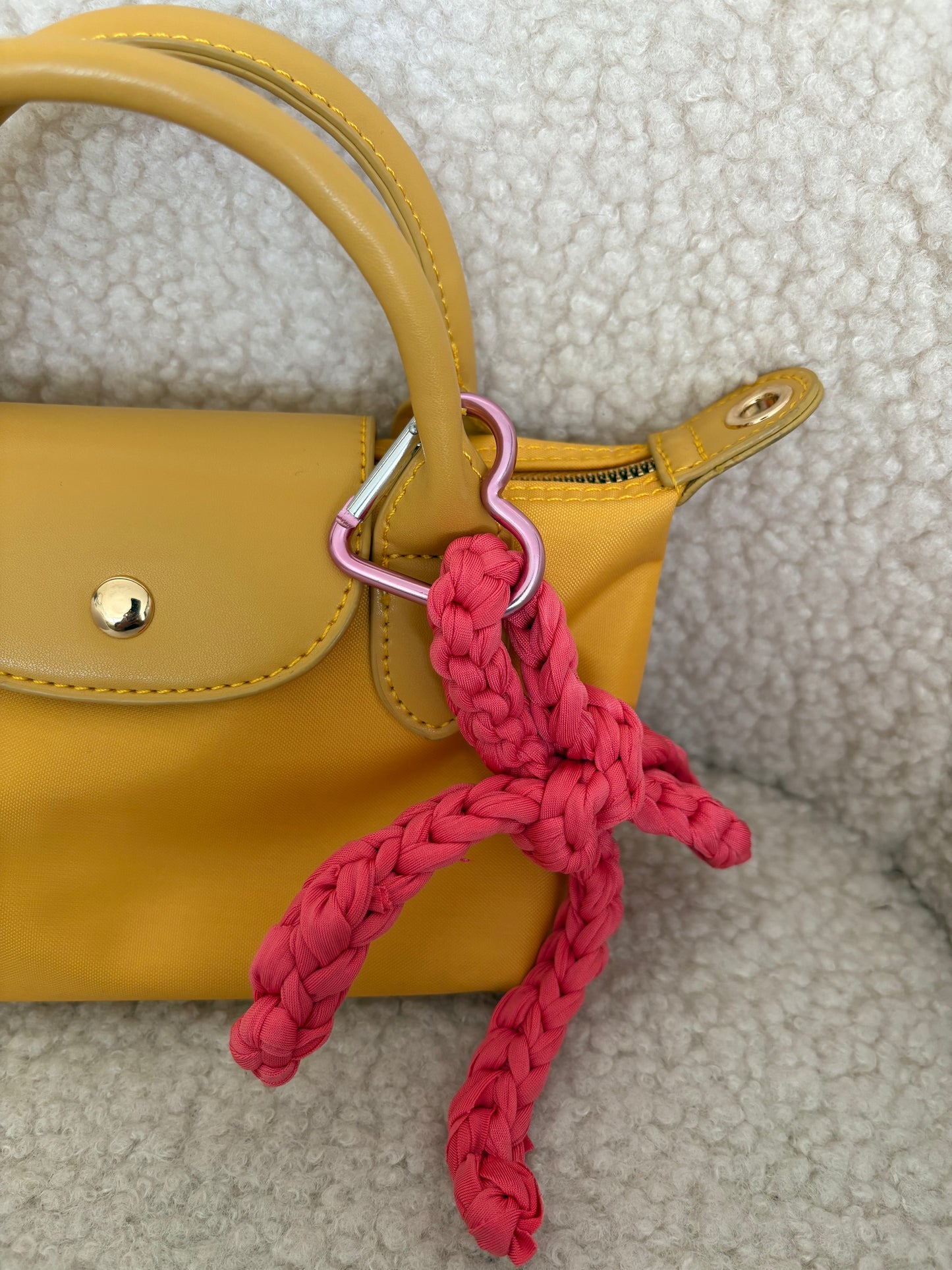 PINK CROCHET BOW BAG CHARM