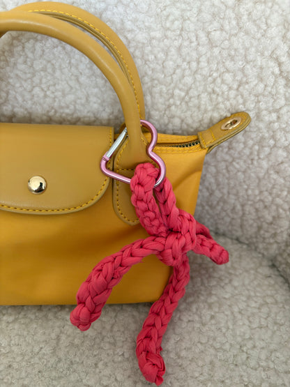 PINK CROCHET BOW BAG CHARM