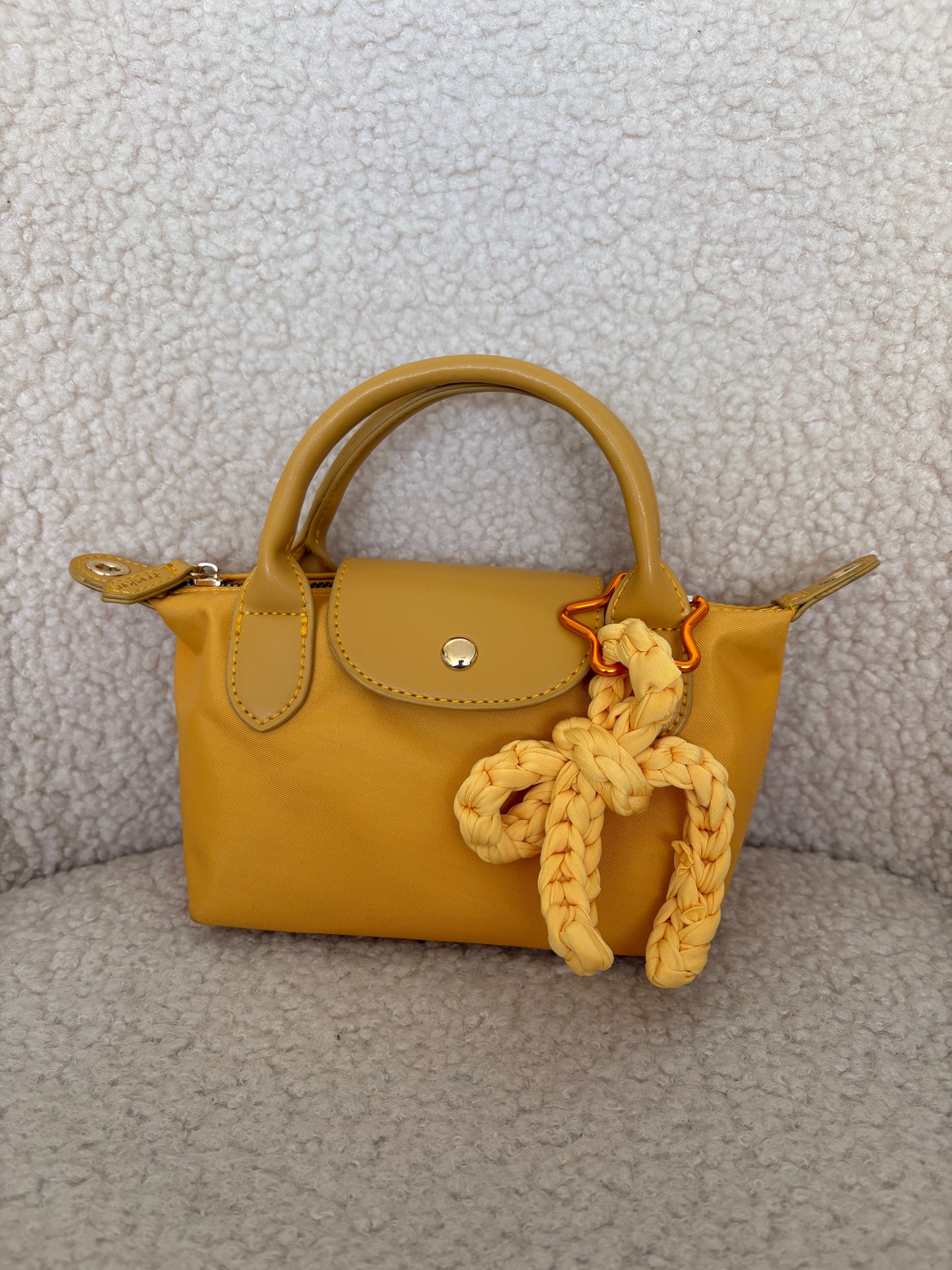 YELLOW CROCHET BOW BAG CHARM
