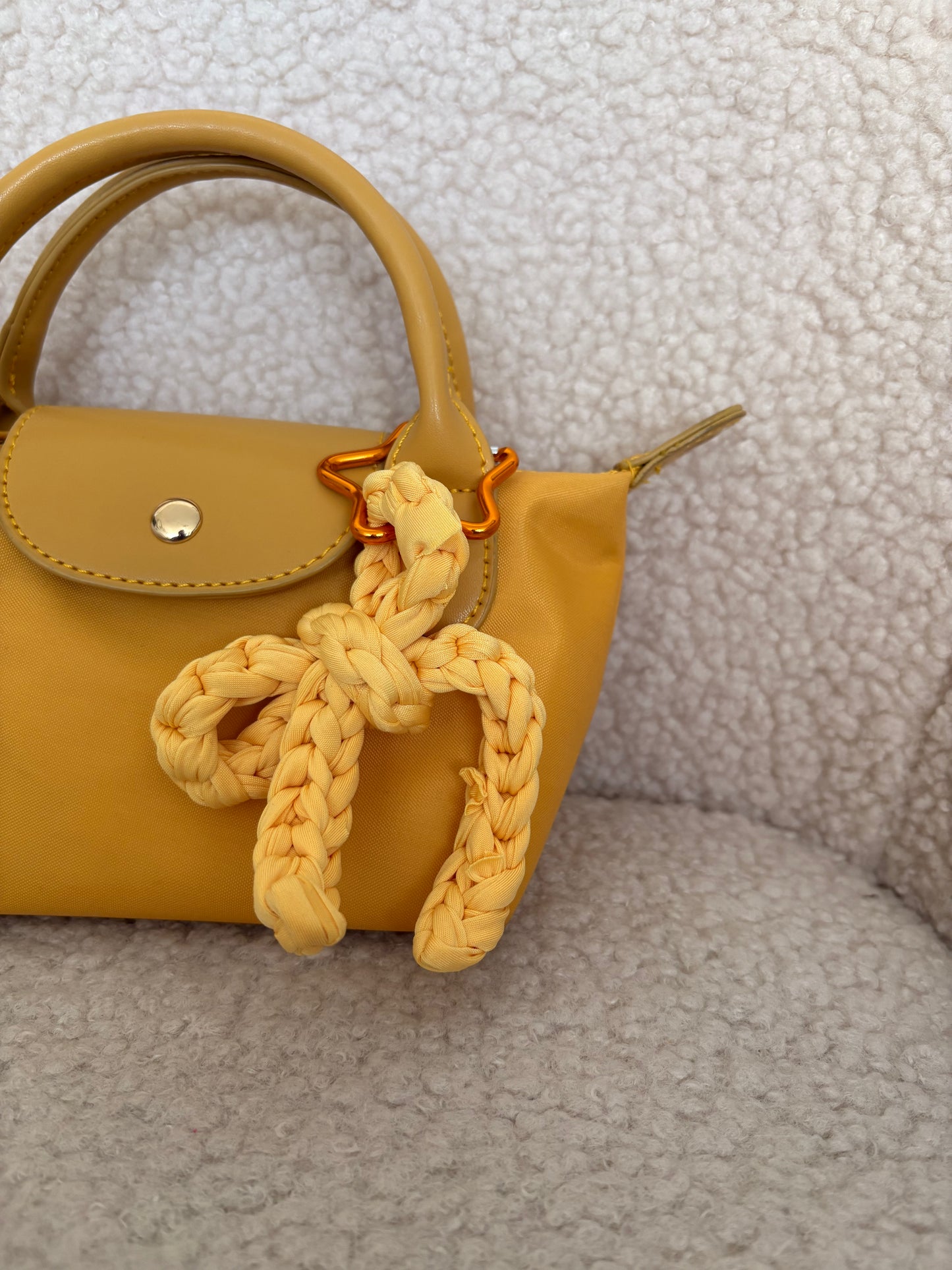 YELLOW CROCHET BOW BAG CHARM
