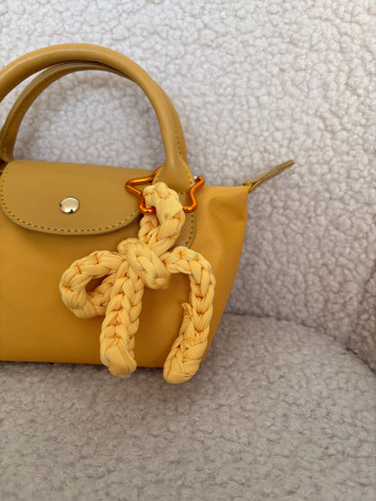 YELLOW CROCHET BOW BAG CHARM