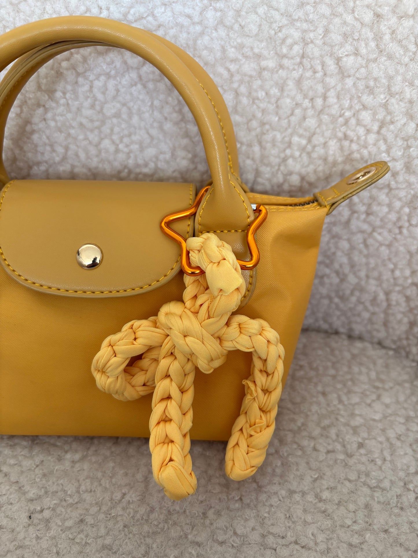 YELLOW CROCHET BOW BAG CHARM
