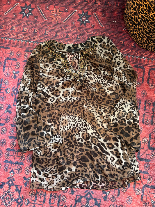 LEOPARD PRINT TUNIC/BEACH COVER - L