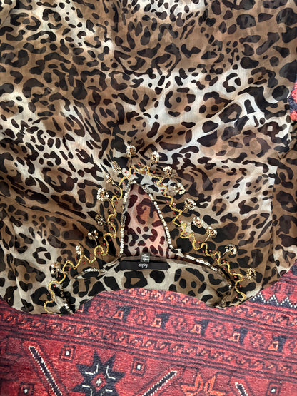 LEOPARD PRINT TUNIC/BEACH COVER - L