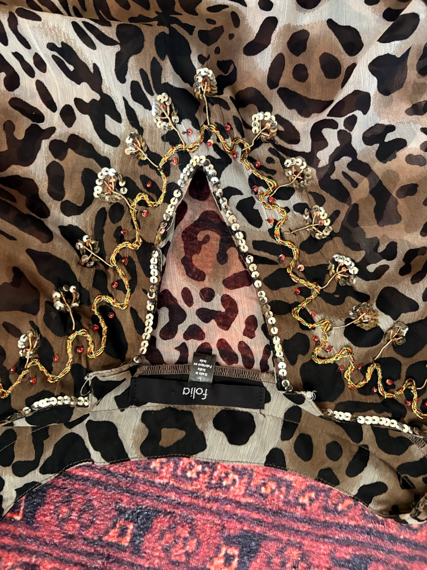 LEOPARD PRINT TUNIC/BEACH COVER - L