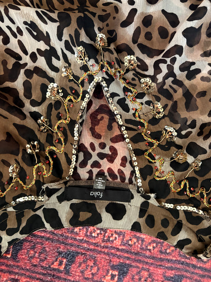 LEOPARD PRINT TUNIC/BEACH COVER - L
