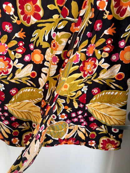 POTTERY BARN FLORAL WRAP SKIRT - L