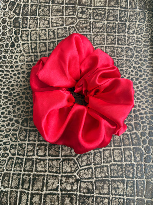 RED SATIN SCRUNCHIE