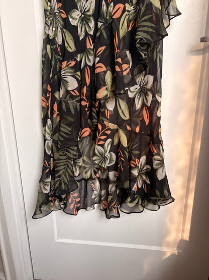 VINTAGE FLORAL CAP SLEEVE DRESS - M