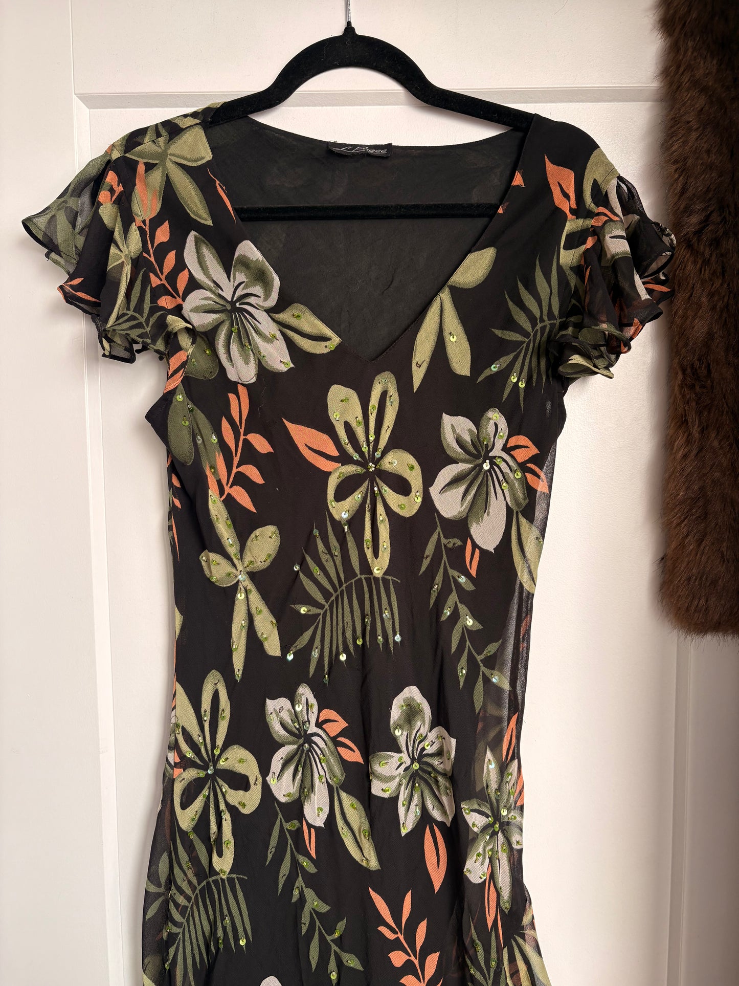 VINTAGE FLORAL CAP SLEEVE DRESS - M