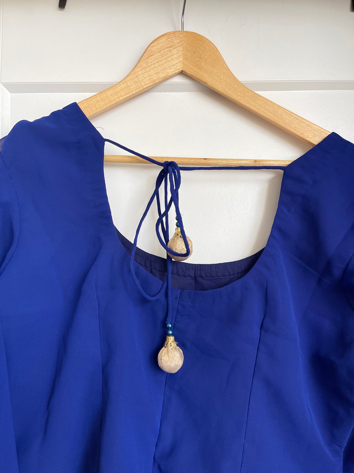 BLUE LONG SLEEVE SAREE BLOUSE