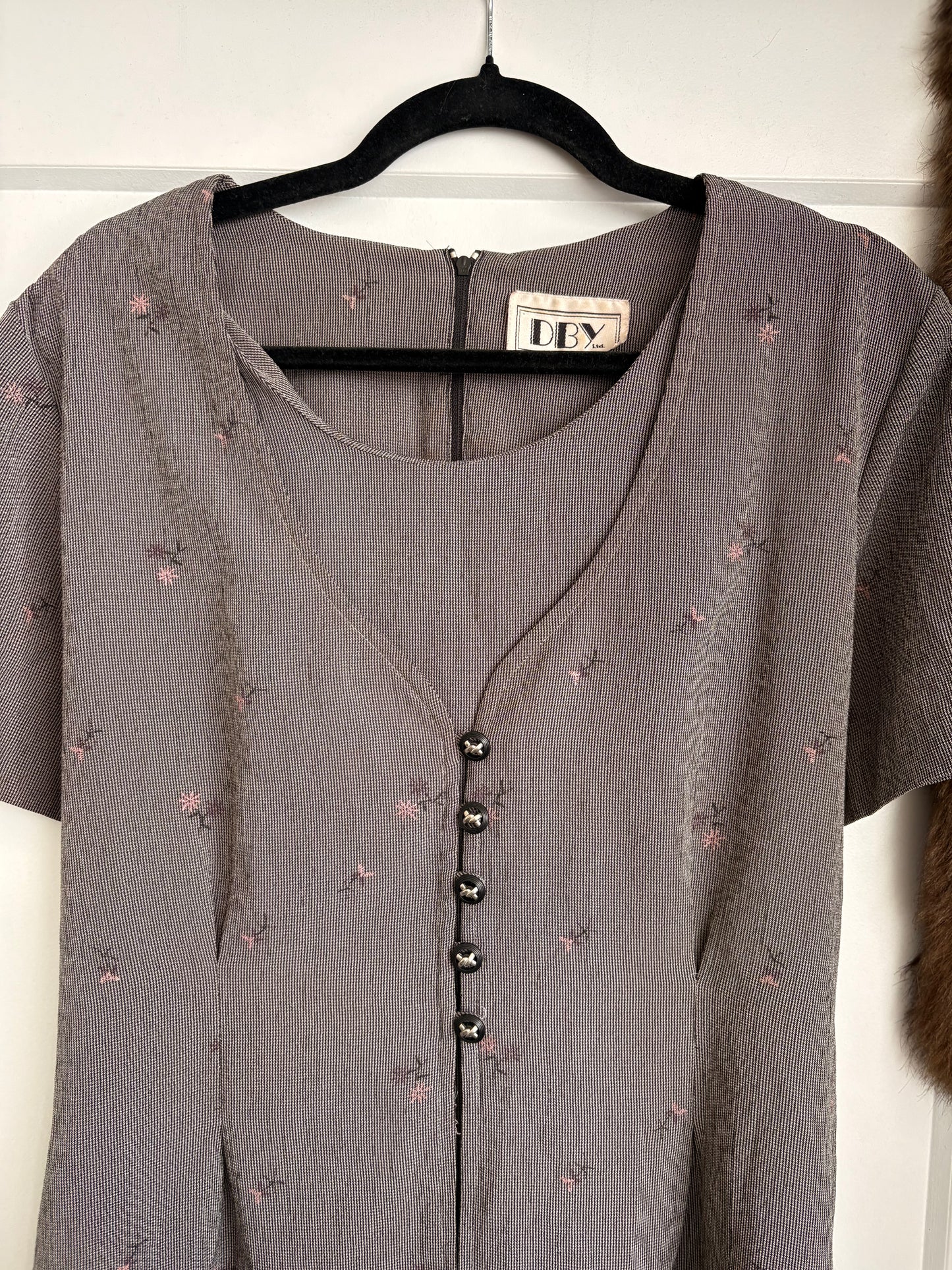 VINTAGE DBY FLORAL MINI DRESS - L
