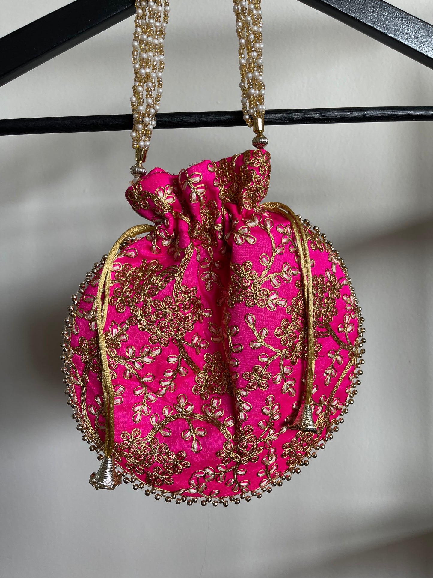 PINK ZARI EMBROIDERY WORK BAG