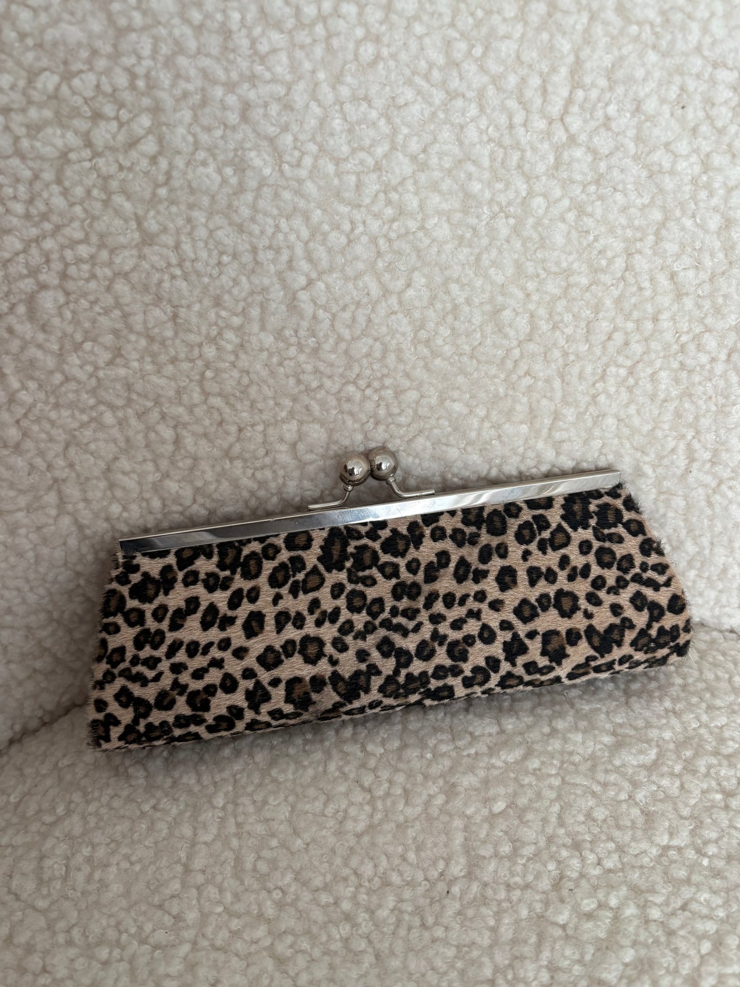 FAUX FUR ANIMAL PRINT CLUTCH